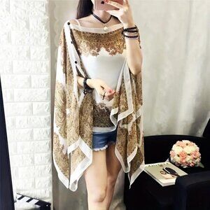 Shawl Cover Up Multi Use Overlay Beach Swimsuit Chiffon Boho Vacation Cruise